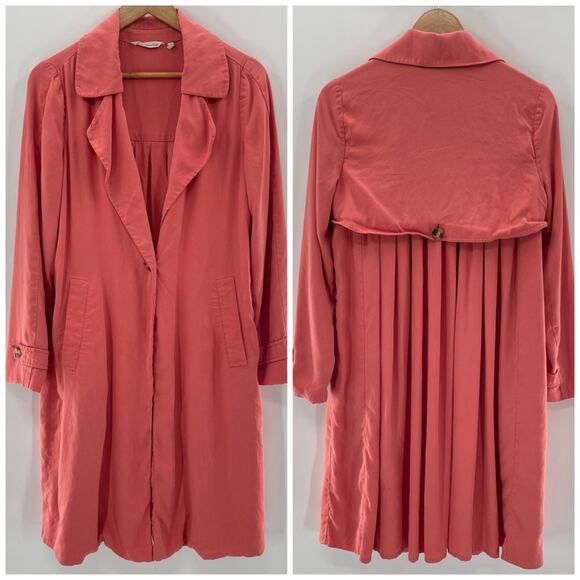 Soft Surroundings 100% Tencel Town & Country Flowy Trench Coat Size Small - Picture 2 of 12